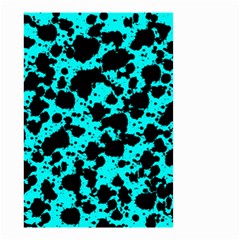 Bright Turquoise And Black Leopard Style Paint Splash Funny Pattern Small Garden Flag (two Sides) by yoursparklingshop