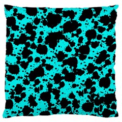 Bright Turquoise And Black Leopard Style Paint Splash Funny Pattern Large Cushion Case (one Side) by yoursparklingshop