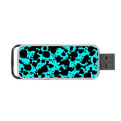 Bright Turquoise And Black Leopard Style Paint Splash Funny Pattern Portable Usb Flash (one Side) by yoursparklingshop