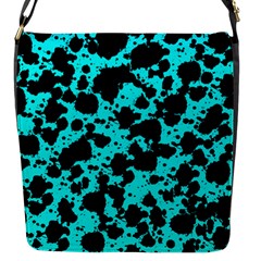 Bright Turquoise And Black Leopard Style Paint Splash Funny Pattern Flap Closure Messenger Bag (s) by yoursparklingshop