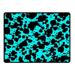 Bright Turquoise And Black Leopard Style Paint Splash Funny Pattern Double Sided Fleece Blanket (small)  by yoursparklingshop