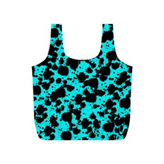 Bright Turquoise And Black Leopard Style Paint Splash Funny Pattern Full Print Recycle Bag (s) by yoursparklingshop