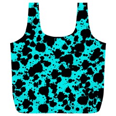 Bright Turquoise And Black Leopard Style Paint Splash Funny Pattern Full Print Recycle Bag (xl) by yoursparklingshop