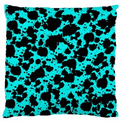 Bright Turquoise And Black Leopard Style Paint Splash Funny Pattern Large Flano Cushion Case (two Sides) by yoursparklingshop