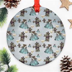 Funny Elephant, Pattern Design Ornament (round) by FantasyWorld7