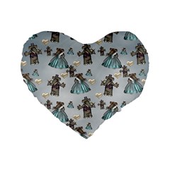 Funny Elephant, Pattern Design Standard 16  Premium Heart Shape Cushions by FantasyWorld7