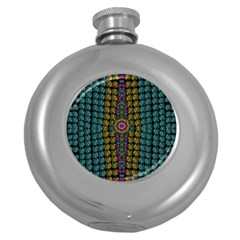 Glass Balls And Flower Sunshine Round Hip Flask (5 Oz) by pepitasart