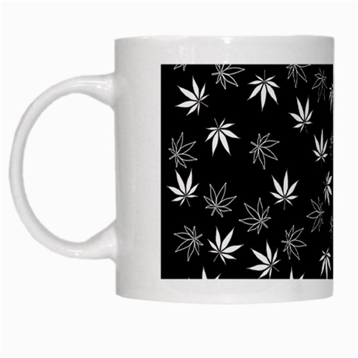 Weed Pattern White Mugs