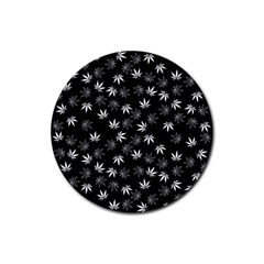 Weed Pattern Rubber Coaster (round)  by Valentinaart