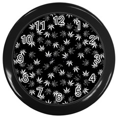 Weed Pattern Wall Clock (black) by Valentinaart