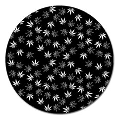 Weed Pattern Magnet 5  (round) by Valentinaart