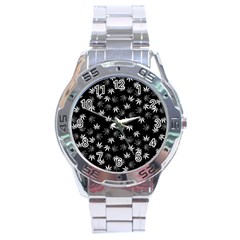 Weed Pattern Stainless Steel Analogue Watch by Valentinaart