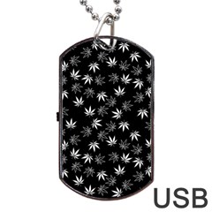 Weed Pattern Dog Tag Usb Flash (one Side) by Valentinaart