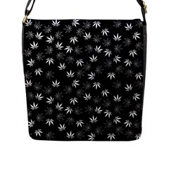 Weed Pattern Flap Closure Messenger Bag (l) by Valentinaart