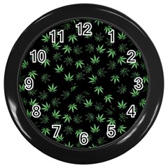 Weed Pattern Wall Clock (black) by Valentinaart