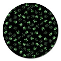 Weed Pattern Magnet 5  (round) by Valentinaart