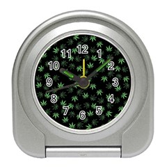 Weed Pattern Travel Alarm Clock by Valentinaart