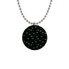 Weed Pattern 1  Button Necklace by Valentinaart