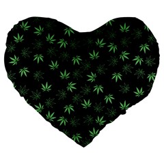 Weed Pattern Large 19  Premium Flano Heart Shape Cushions by Valentinaart