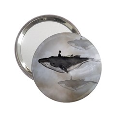 Awesome Fantasy Whale With Women In The Sky 2 25  Handbag Mirrors by FantasyWorld7