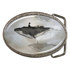 Awesome Fantasy Whale With Women In The Sky Belt Buckles by FantasyWorld7