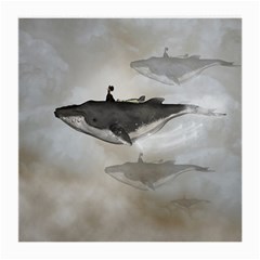 Awesome Fantasy Whale With Women In The Sky Medium Glasses Cloth by FantasyWorld7