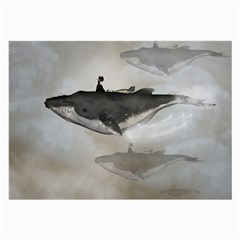 Awesome Fantasy Whale With Women In The Sky Large Glasses Cloth (2-side)