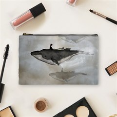 Awesome Fantasy Whale With Women In The Sky Cosmetic Bag (medium) by FantasyWorld7