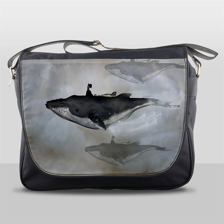 Awesome Fantasy Whale With Women In The Sky Messenger Bag