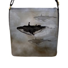 Awesome Fantasy Whale With Women In The Sky Flap Closure Messenger Bag (l) by FantasyWorld7