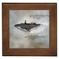 Awesome Fantasy Whale With Women In The Sky Framed Tiles by FantasyWorld7