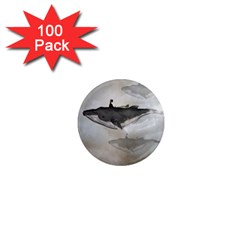 Awesome Fantasy Whale With Women In The Sky 1  Mini Magnets (100 Pack)  by FantasyWorld7