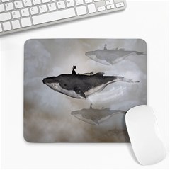 Awesome Fantasy Whale With Women In The Sky Large Mousepads by FantasyWorld7