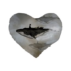 Awesome Fantasy Whale With Women In The Sky Standard 16  Premium Heart Shape Cushions by FantasyWorld7