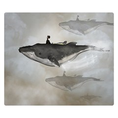 Awesome Fantasy Whale With Women In The Sky Double Sided Flano Blanket (small)  by FantasyWorld7