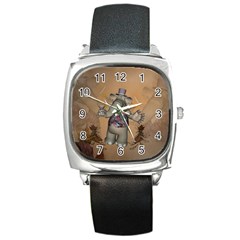 Funny Cartoon Elephant Square Metal Watch by FantasyWorld7