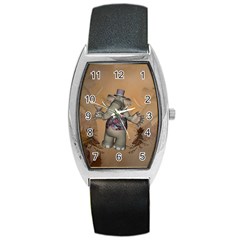 Funny Cartoon Elephant Barrel Style Metal Watch by FantasyWorld7