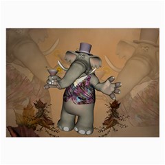 Funny Cartoon Elephant Large Glasses Cloth by FantasyWorld7