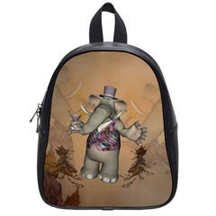 Funny Cartoon Elephant School Bag (small) by FantasyWorld7