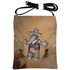 Funny Cartoon Elephant Shoulder Sling Bag by FantasyWorld7