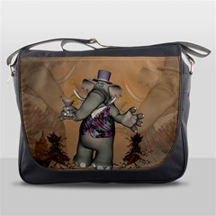 Funny Cartoon Elephant Messenger Bag by FantasyWorld7