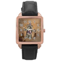 Funny Cartoon Elephant Rose Gold Leather Watch  by FantasyWorld7