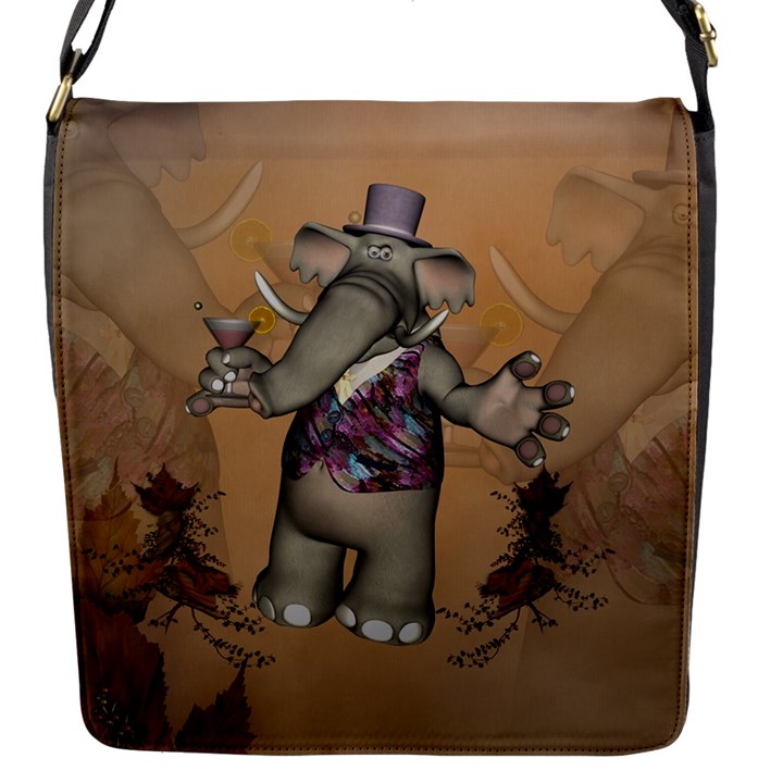 Funny Cartoon Elephant Flap Closure Messenger Bag (S)