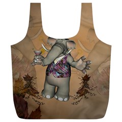 Funny Cartoon Elephant Full Print Recycle Bag (xl) by FantasyWorld7