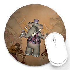 Funny Cartoon Elephant Round Mousepads by FantasyWorld7