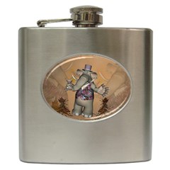 Funny Cartoon Elephant Hip Flask (6 Oz) by FantasyWorld7