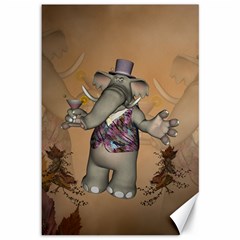 Funny Cartoon Elephant Canvas 12  X 18  by FantasyWorld7