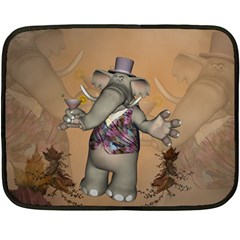 Funny Cartoon Elephant Fleece Blanket (mini) by FantasyWorld7