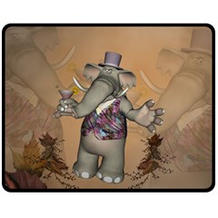 Funny Cartoon Elephant Fleece Blanket (medium)  by FantasyWorld7