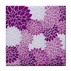 Purple Dahlias Design Tile Coasters by WensdaiAmbrose